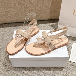 Dior Adiorable Thong Sandals Women Fringed Grosgrain Apricot