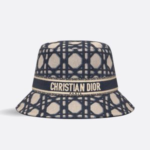 Christian Dior Bucket Hat In Macrocannage Motif Cotton Blue