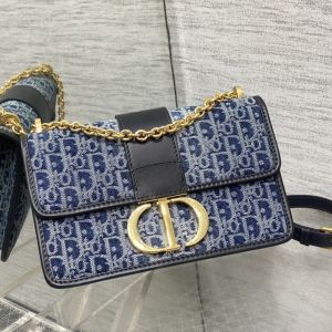 Dior 30 Montaigne Chain Bag In Oblique Motif Denim Blue