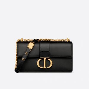 Dior 30 Montaigne East-West Bag With Chain In Calfskin Black