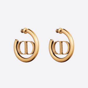 Dior 30 Montaigne Hoop Earrings Antique Metal Gold
