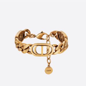 Dior 30 Montaigne Pave Bracelet Antique Metal Gold