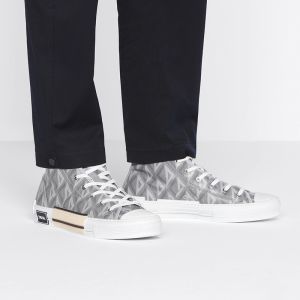 Dior B23 High-Top Sneakers Unisex CD Diamond Canvas Grey