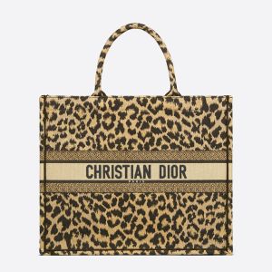 Dior Book Tote In Mizza Motif Canvas Beige