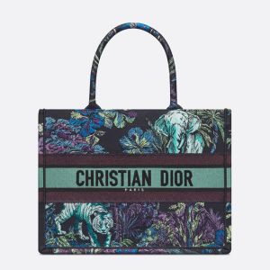 Dior Book Tote Toile In De Jouy Voyage Motif Canvas Blue