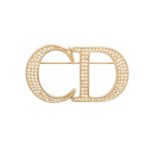 Dior Clair D Lune Brooch Metal with Crystals Gold