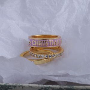 Dior Code Ring Set Metal with Crystals and Lacquer Gold/Purple