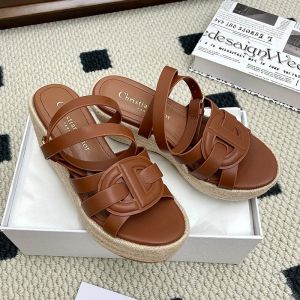 Dior D-Club Wedge Sandals Women CD Signature Calfskin Brown