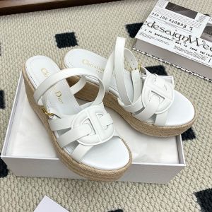 Dior D-Club Wedge Sandals Women CD Signature Calfskin White