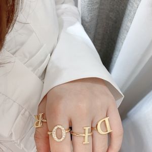 Diorevolution Ring Set Metal with Crystals Gold