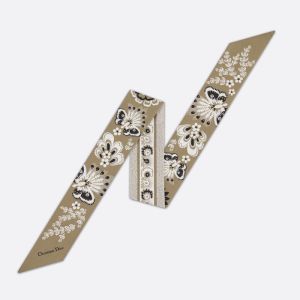 Dior Mitzah Twill In Butterfly Bandana Motif Silk Beige