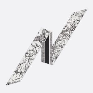 Dior Mitzah Twill In Toile de Jouy Voyage Motif Silk White