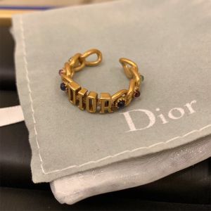 Diorevolution Ring Antique Metal with Multicolor Crystals Gold