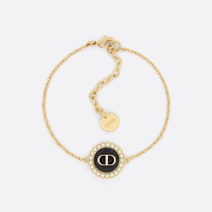 Dior Petit CD Baroque Bracelet Metal with Resin Pearls and Glass Gold/Black