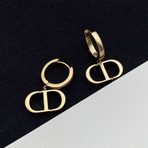 Dior Petit CD Drop Earrings Antique Metal Gold