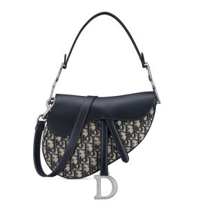 Dior Saddle Bag In with Strap In Oblique Jacquard and Smooth Calfskin Blue