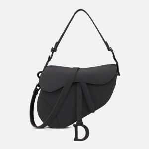 Dior Saddle Bag with Strap In Ultramatte Calfskin Black