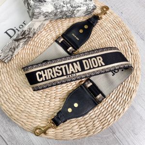 Dior Shoulder Strap In Christian Dior Paris Motif Cotton Black