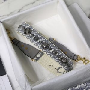 Dior Shoulder Strap In Oblique Medallions Motif Cotton Grey