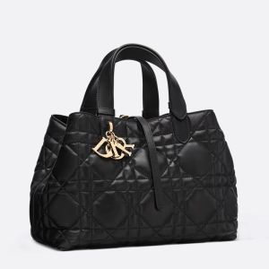 Dior Toujours Bag In Macrocannage Calfskin Black