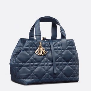 Dior Toujours Bag In Macrocannage Calfskin Navy Blue