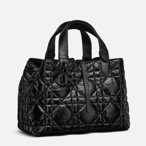 Dior Toujours Bag In Macrocannage Crinkled Calfskin Black