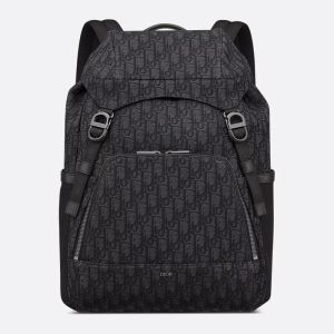 Dior 8 Flap Backpack In Oblique Motif Canvas Black