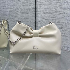 Small Dior Bow Bag In Lambskin Beige