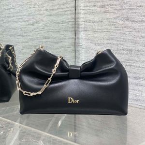 Small Dior Bow Bag In Lambskin Black