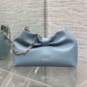 Small Dior Bow Bag In Lambskin Sky Blue