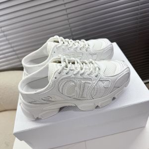 Dior Chrono Sneaker Mules Women Mesh with Leather White