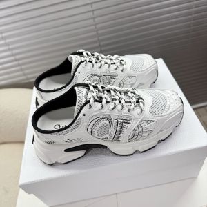 Dior Chrono Sneaker Mules Women Mesh with Leather White/Black