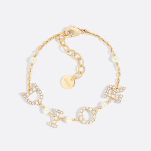 Diorevolution Bracelet Metal with Resin Pearls and DIOR Signature Embellished Crystals Gold