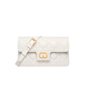 Mini Dior Jolie Bag In Cannage Lambskin White
