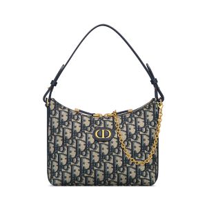 Mini Dior 30 Montaigne Diorling Bag with Chain In Oblique Jacquard Blue