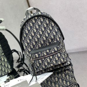 Small Dior Rider Backpack In Oblique Jacquard Blue