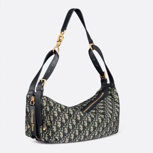 Medium Dior D-Journey Bag In Oblique Motif Canvas Blue