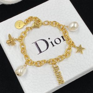 J'Adior Bracelet Metal with Resin Pearls, Star and Bee Charms Gold