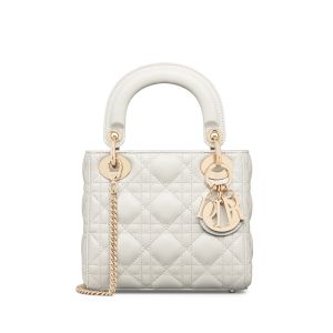 Mini Lady Dior Bag In Cannage Lambskin White