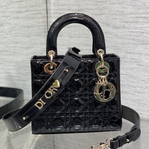Lady Dior My ABCDior Bag In Patent Cannage Calfskin Black