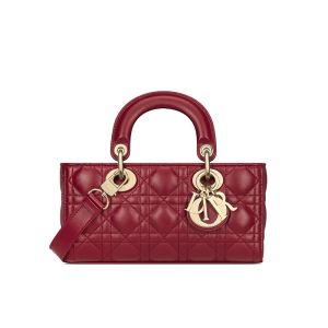 Small Lady D-Joy Bag In Cannage Lambskin Red