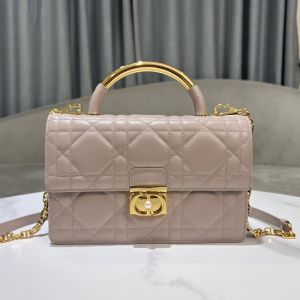 Medium Dior Ange Bag In Macrocannage Lambskin Pink