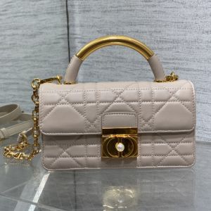 Mini Dior Ange Bag In Macrocannage Lambskin Pink