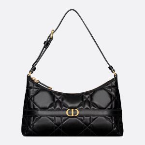 Mini Dior Miss Caro Cigale Bag In Macrocannage Lambskin Black