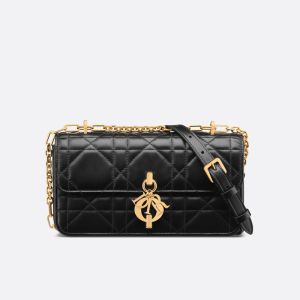 Mini Dior Miss Daisy Bag In Macrocannage Lambskin Black