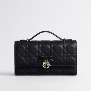 Mini My Dior Bag In Cannage Lambskin with Detachable Bow Black