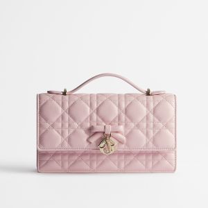 Mini My Dior Bag In Cannage Lambskin with Detachable Bow Pink