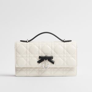 Mini My Dior Bag In Cannage Lambskin with Detachable Bow White/Black