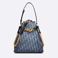Medium C'est Dior Bag In Oblique Jacquard Denim Blue