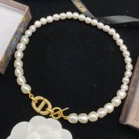 Dior CD Navy Choker Resin Pearls with Metal and CD Signature Embellished Crystals Gold
